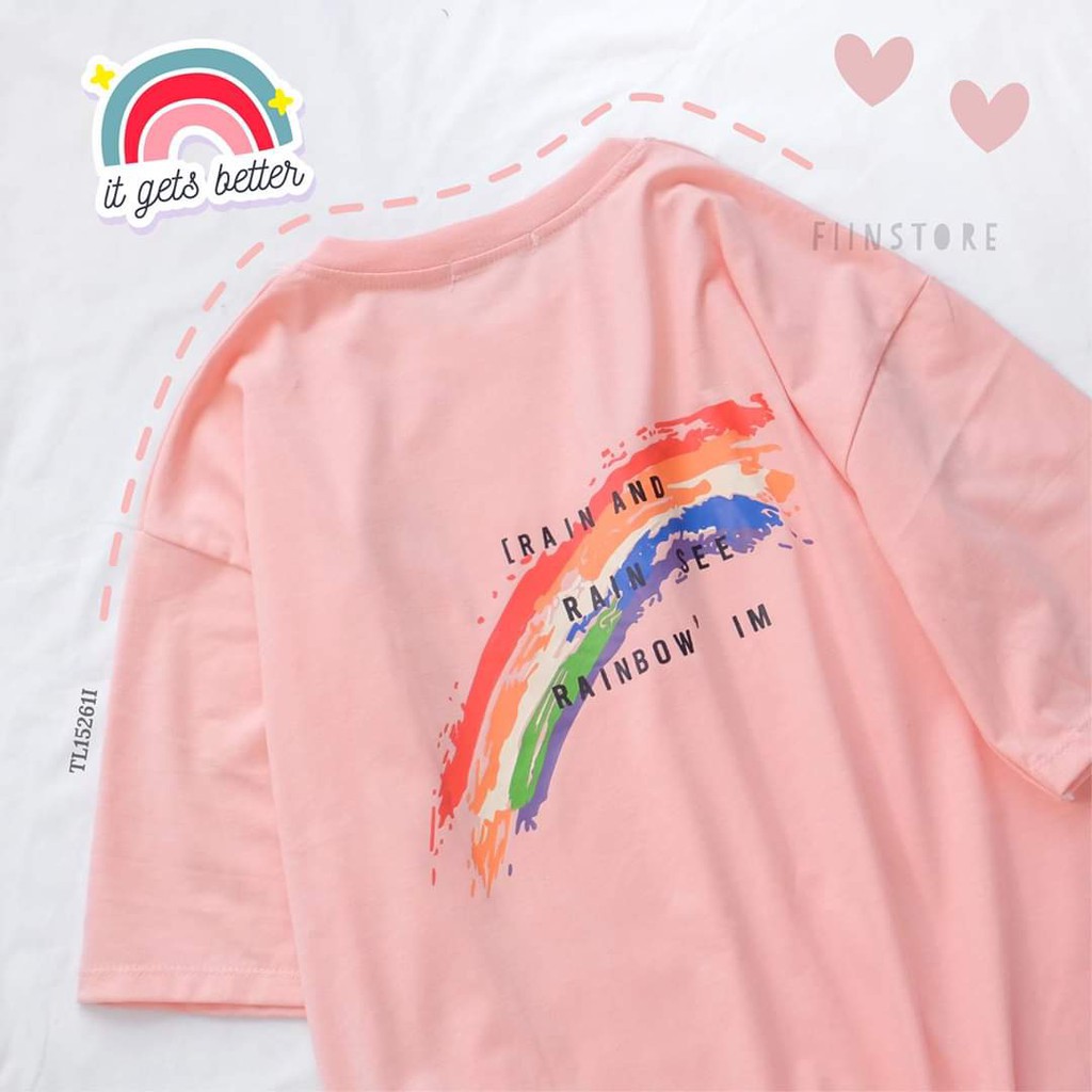 Áo thun tay lỡ basic RAINBOW - ÁO PHÔNG BASIC BY FIINSTORE