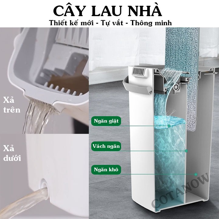 Cây Lau Nhà Tự Vắt Thông Minh 2 Ngăn Xoay 360 Độ COTANOW