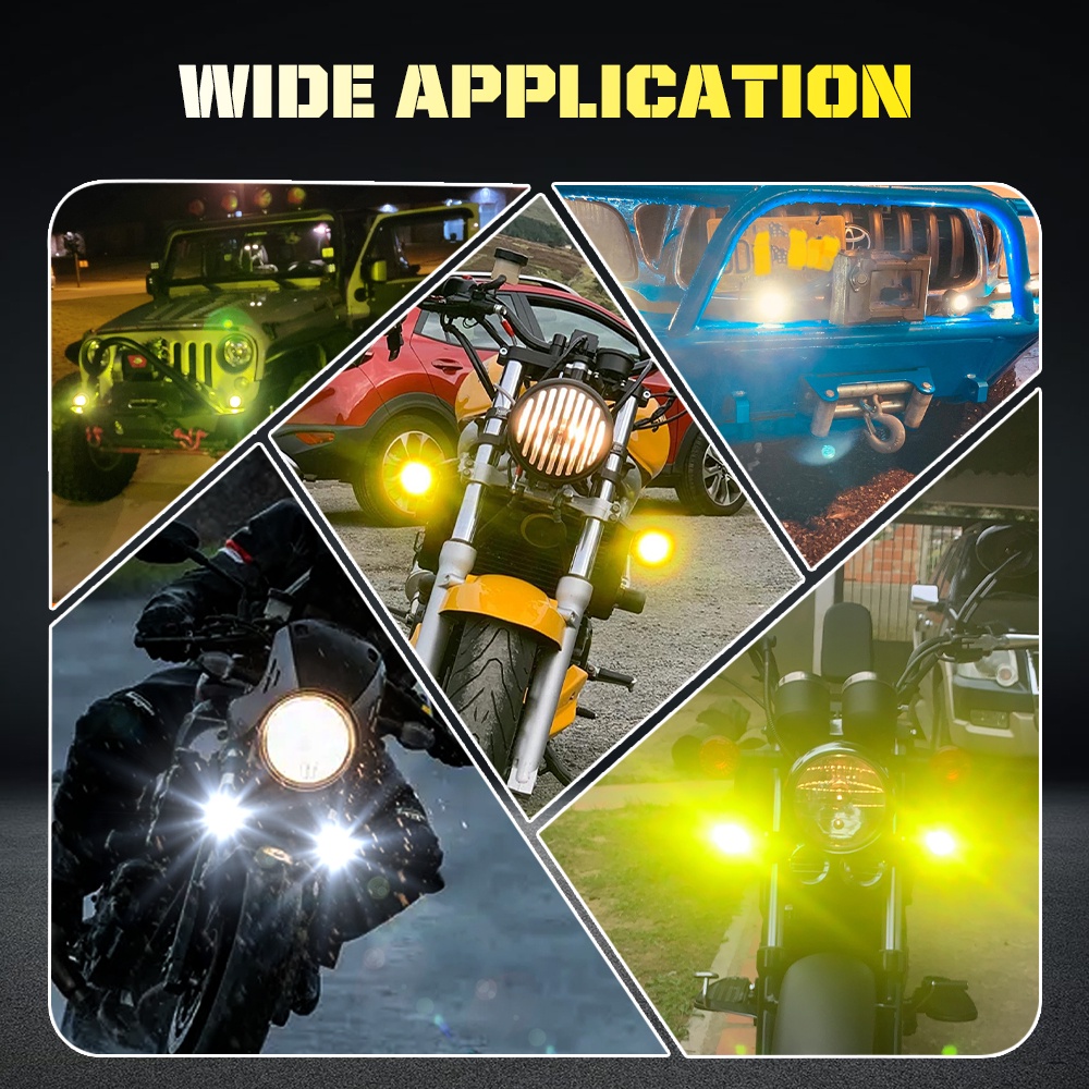 UNI-SHINE  3 Inch Led Mini Driving Light 1500M High Low Beam Led Fog Lamp Driving Lights Combo Spot Beam Dual Color White Yellow Off Road