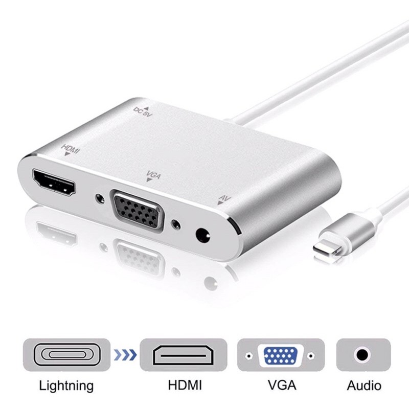 Cáp chuyển đổi Công Lightning ( từ Iphone 7 ) sang HDMI + VGA