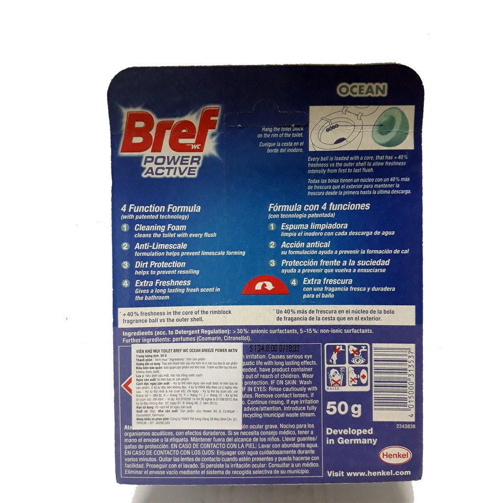 Viên Khử Mùi Toilet Bref Ocean - Nhập khẩu Đức 50g