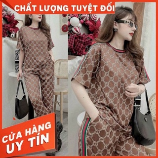Bộ đồ nữ form rộng in logo, đồ bộ dạo phố sang trọng