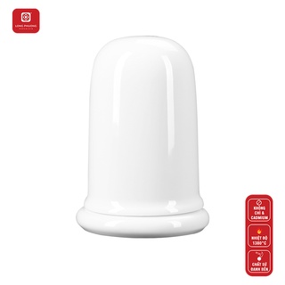 Ống đựng tăm tròn có nắp Long Phương - Hũ đựng tiện dụng bằng sứ trắng cao cấp - Phụ kiện bàn ăn