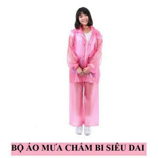 Áo mưa bộ chấm bi ( chất dẻo- siêu bền- hàng tốt)