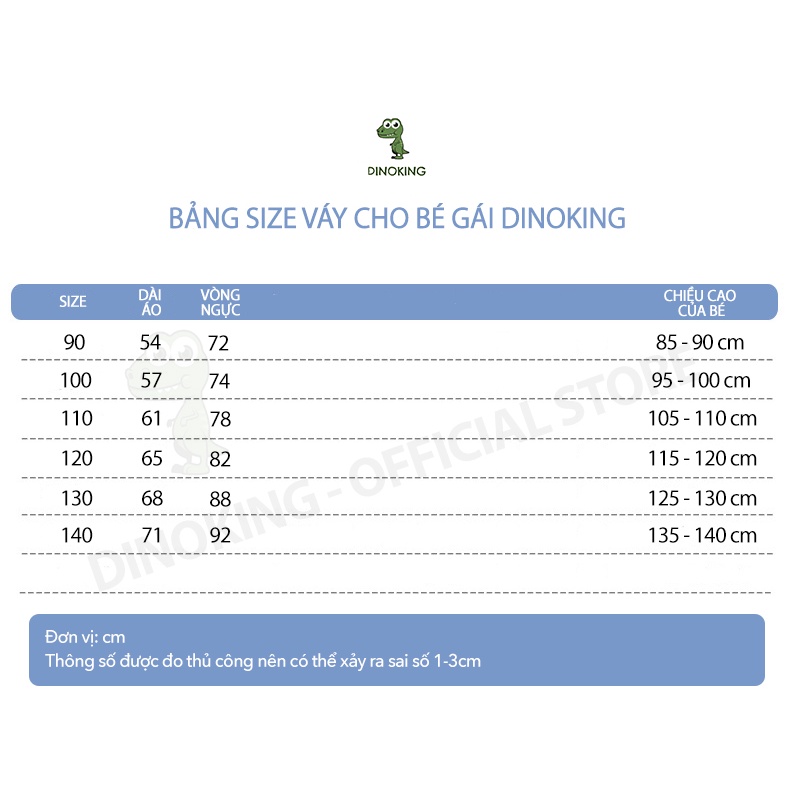 Váy thu đông cho bé gái DINOKING Váy hoa tay phồng cho bé phong cách Hàn Quốc dễ thương mùa thu 2022 2-8 tuổi VA15