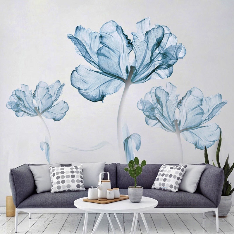 Decal Hoa xanh trong xinh xắn( kt sau dán 1m3 cao 80cm)