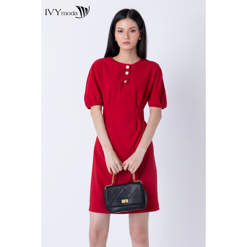 Đầm tay lỡ nữ dáng hạ eo IVY moda MS 47T0104