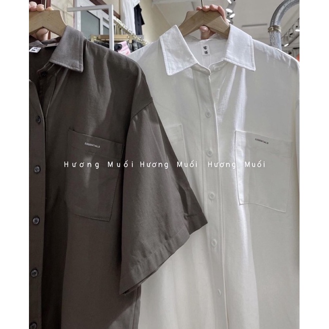 Áo sơ mi cộc tay chữ túi - chữ essen mã 2619