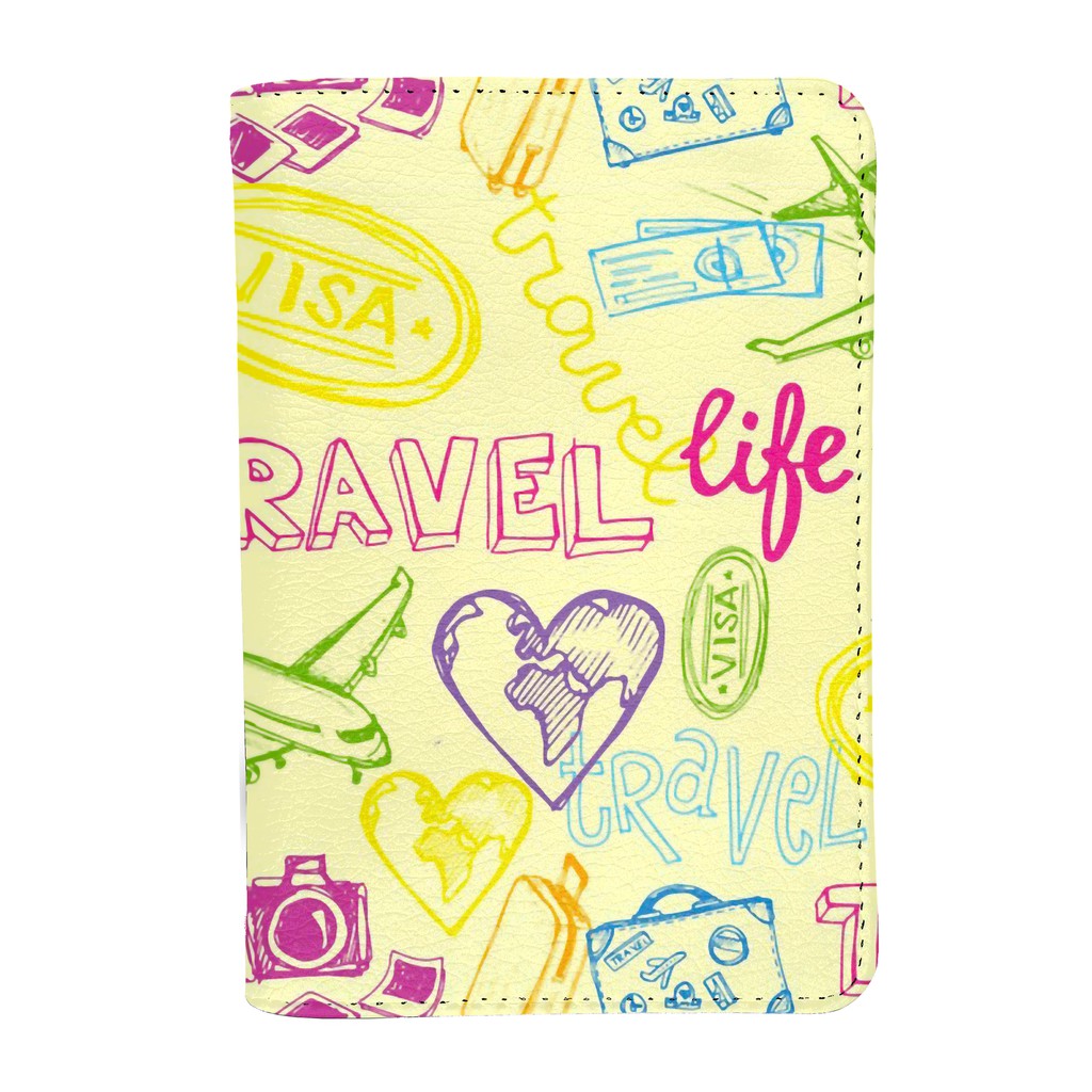 Ví Đựng Passport Cover TRAVEL LIFE - Bao Da Hộ Chiếu Du Lịch Sắc Màu Trẻ Trung Năng Động - Tiện Dụng Bền Đẹp - LT076