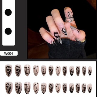 Set 24 Miếng Dán Móng Tay Giả Hình Ngọn Lửa Độc Đáo