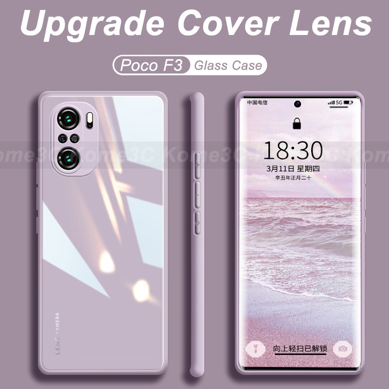 Ốp điện thoại cứng mặt lưng kính cường lực cho Xiaomi Poco F3 PocoF3