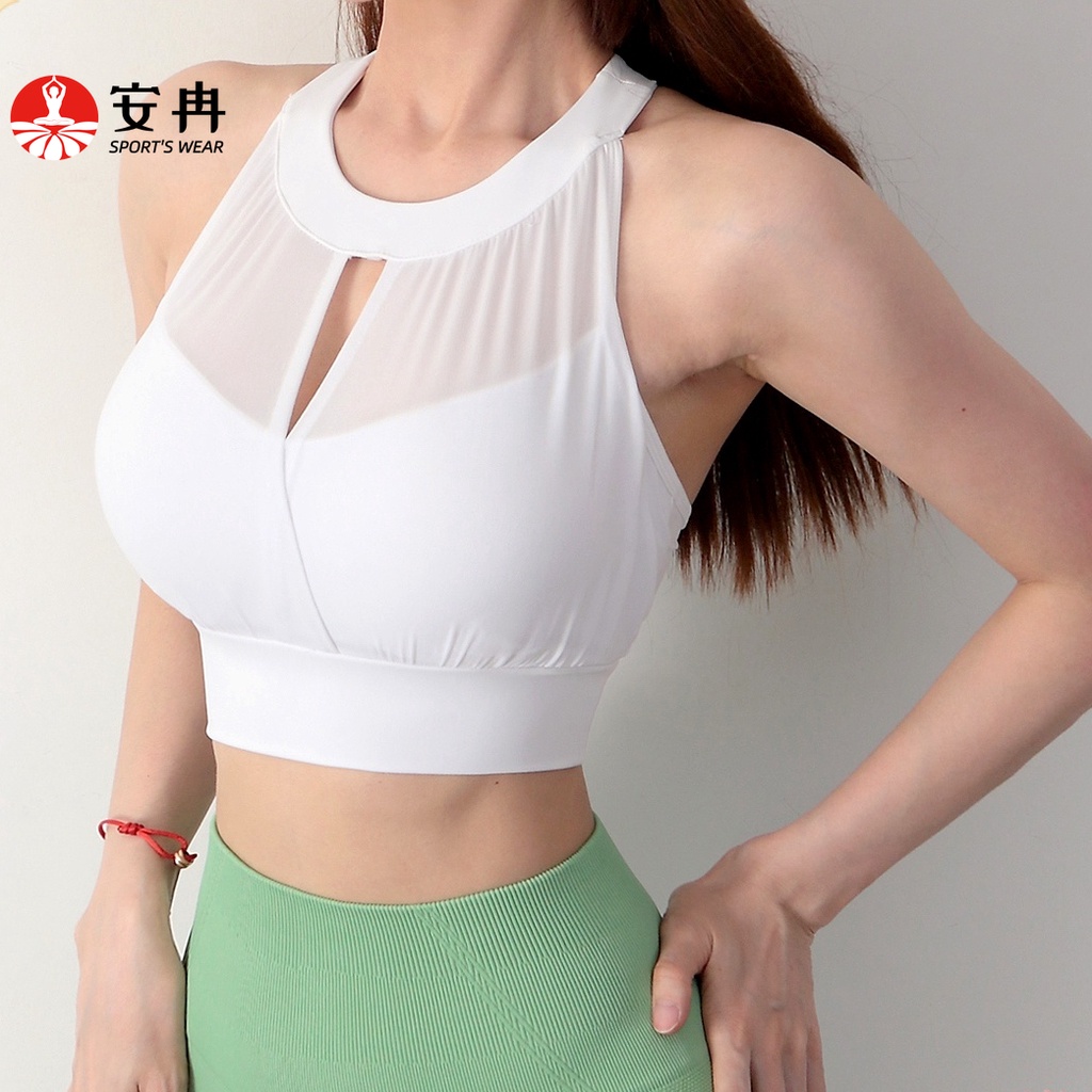 Áo ngực ANRAN có đệm nâng thiết kế phối lưới tập yoga thể thao pilate dành cho nữ