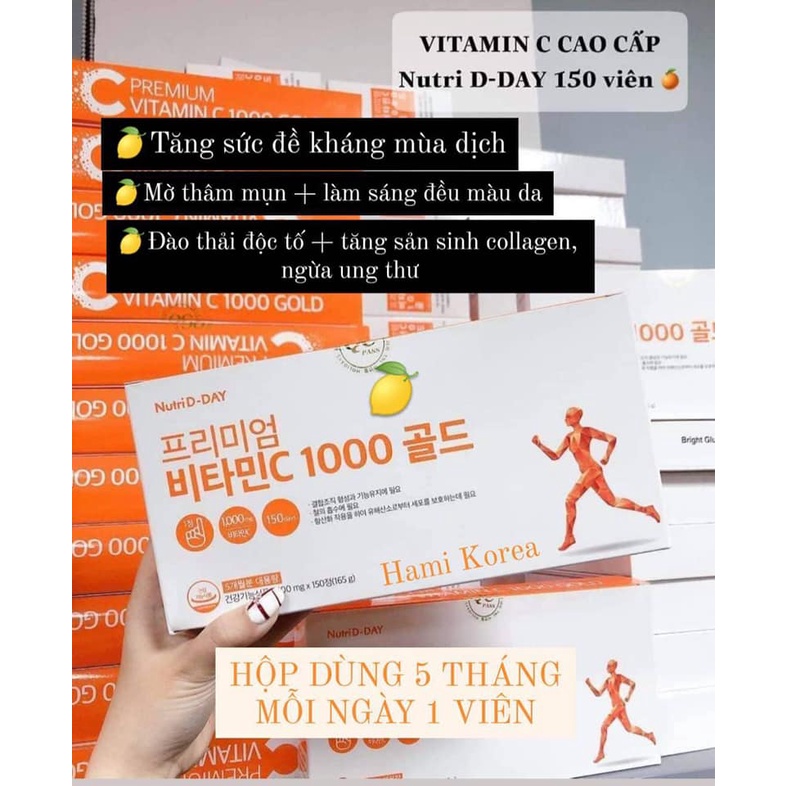 Viên bổ sung Vitamin C 1000mg Làm Đẹp Da 150 viên Nutri D-Day Hàn Quốc