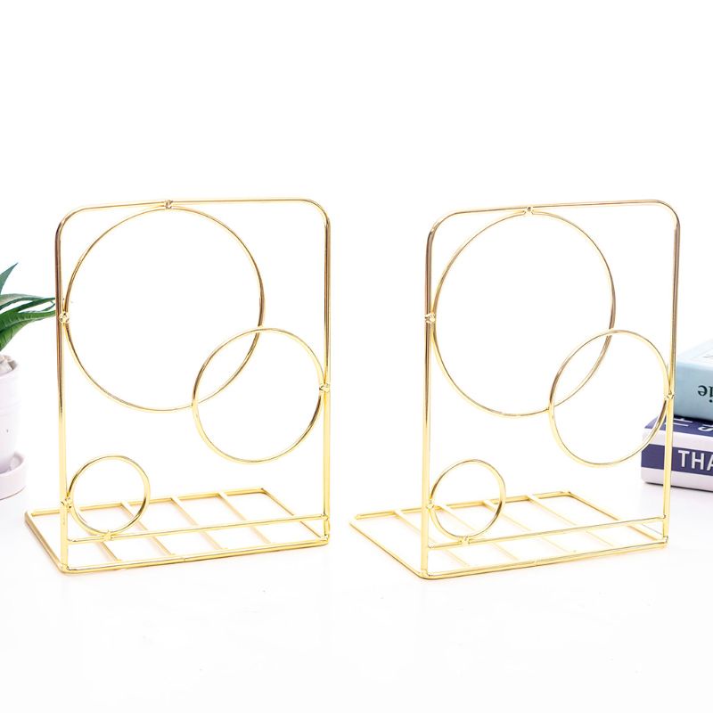 Bộ 2 Giá Đỡ Đầu Sách Hình Tròn Bằng Kim Loại Tiện Dụng Cho Văn Phòng
