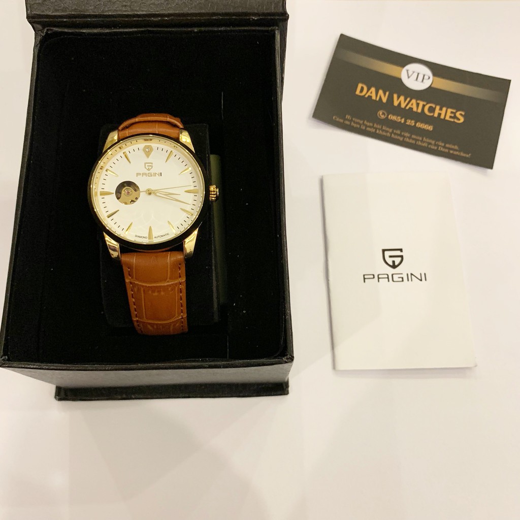 Đồng Hồ Nam PAGINI Chính Hãng Lộ Máy PA9988 Dây Da Cao Cấp Thoáng Khí, Kim Dạ Quang Ban Đêm - Full Box Bảo Hành 12 Tháng | BigBuy360 - bigbuy360.vn