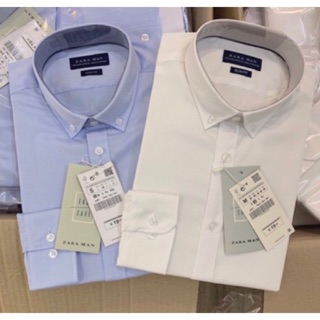 Áo sơ mi nam cổ đức Slim fit 2 màu trắng xanh