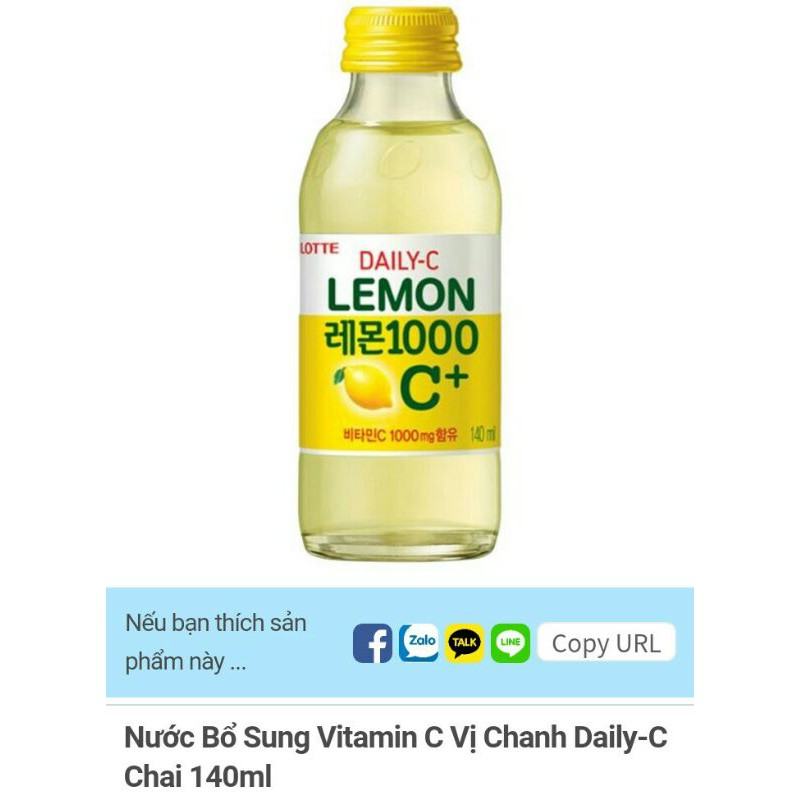 Nước Bổ sung Vitamin C vị Chanh Daily-CChai 140ml