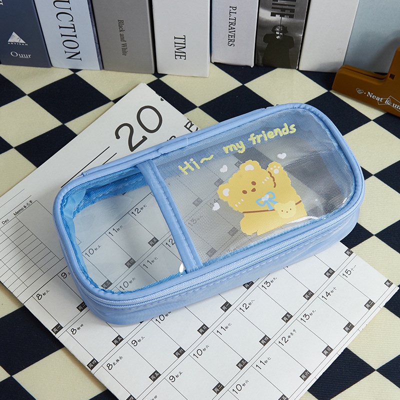 Túi Lưới Đựng Bút Trong Suốt Sức Chứa Lớn Dễ Thương Cho Học Sinh Tiểu Học