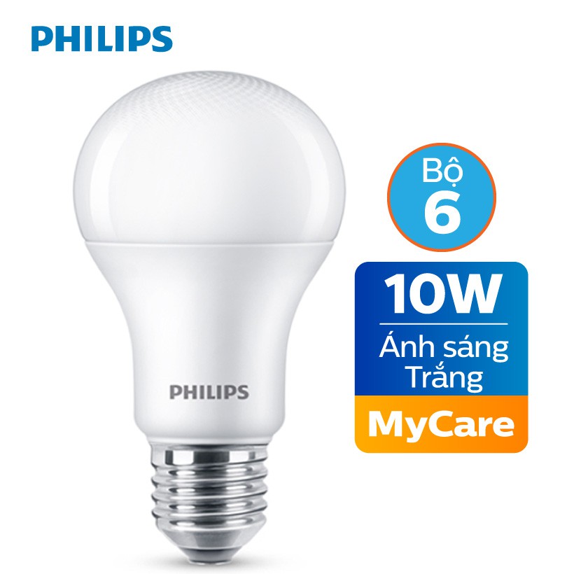 Bộ 6 Bóng đèn Philips LED MyCare 10W 6500K E27 A60 - Ánh sáng trắng