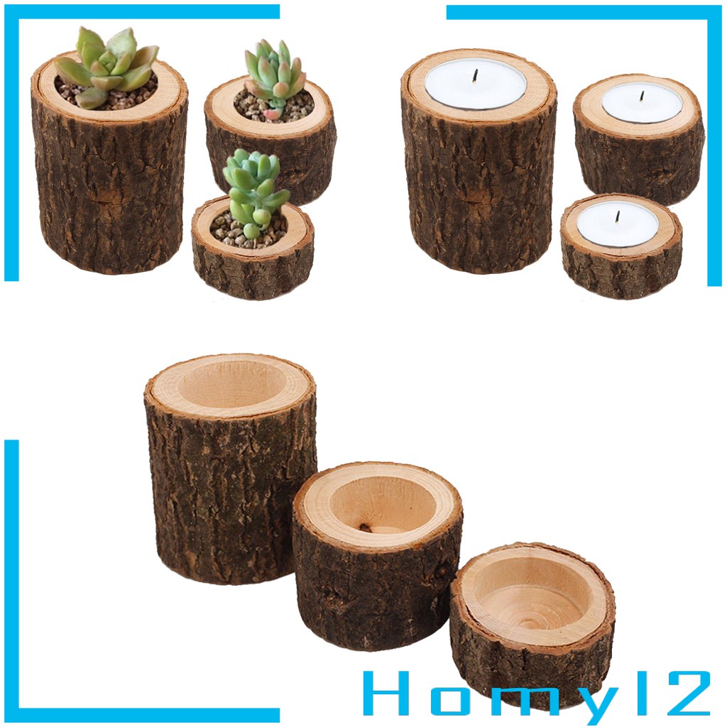 Set 2 Giá Đỡ Đèn Cầy Bằng Gỗ Hình Cây Độc Đáo Trang Trí Tiệc Cưới / Quán Bar