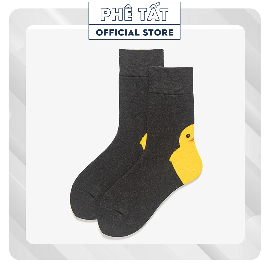 Tất (vớ) UNISEX tất (vớ) nam nữ họa tiết chú vịt con cổ cao phong cách Âu Mỹ chất cotton TẤT COTTON SPIRIT