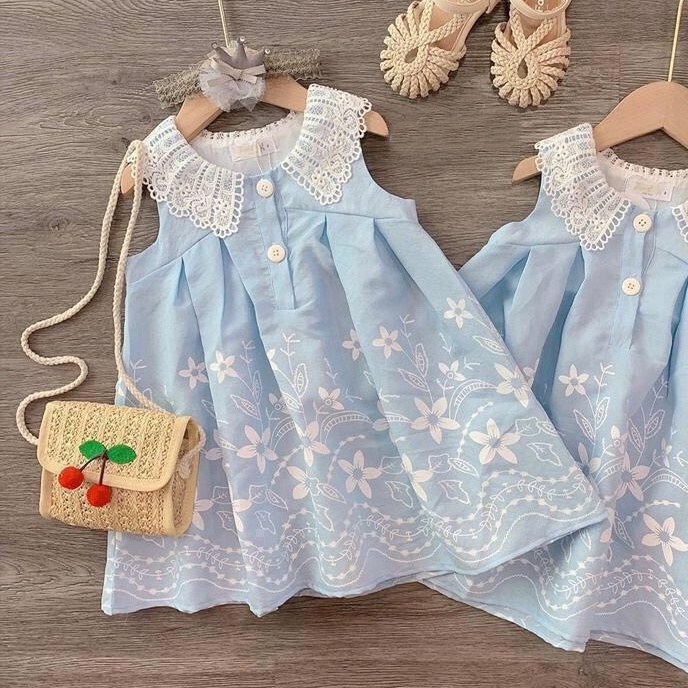 Váy bé gái AM870 - Đầm bé gái vải đũi siêu mát TTR237