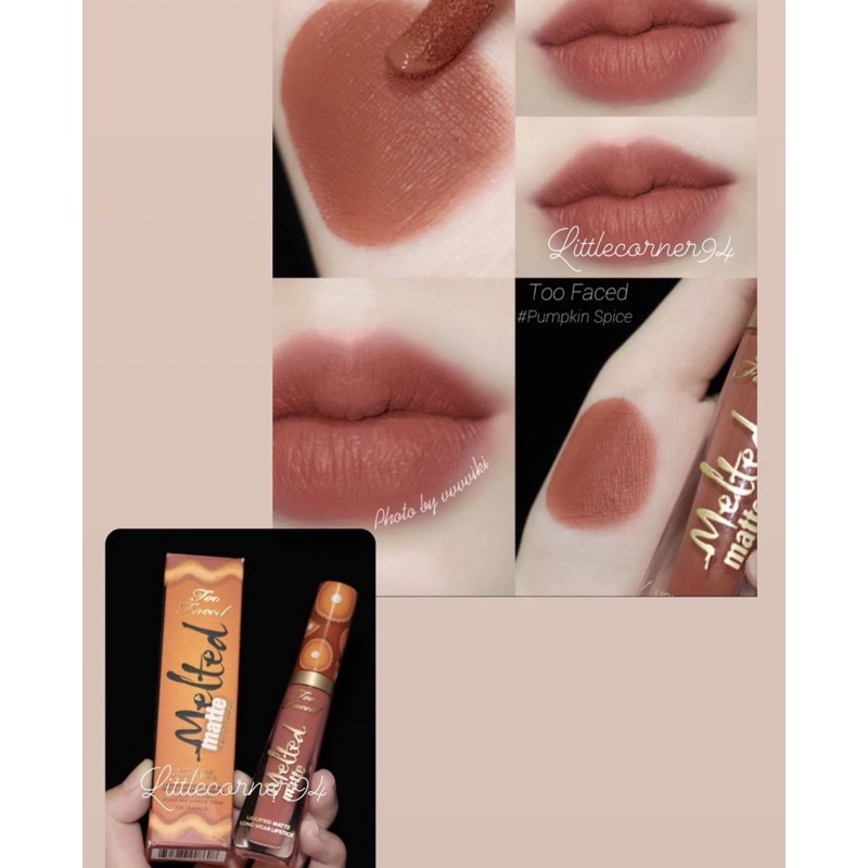 [AUTH BILL MỸ] Son kem lì Toofaced melted LIPSTICK pumpkin spice