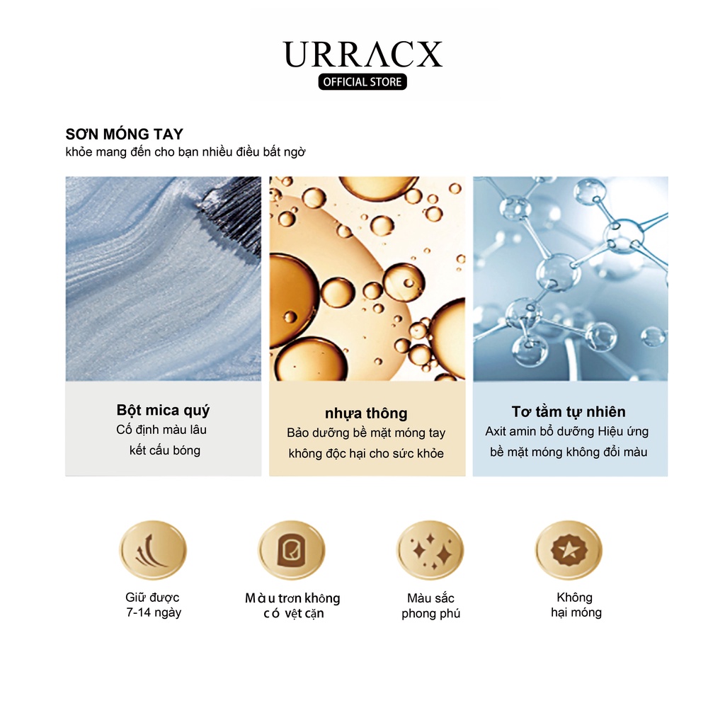 URRACX Nước Sơn móng tay bóng màu đen sơn móng tay 8ml（Vận chuyển từ Hà Nội）