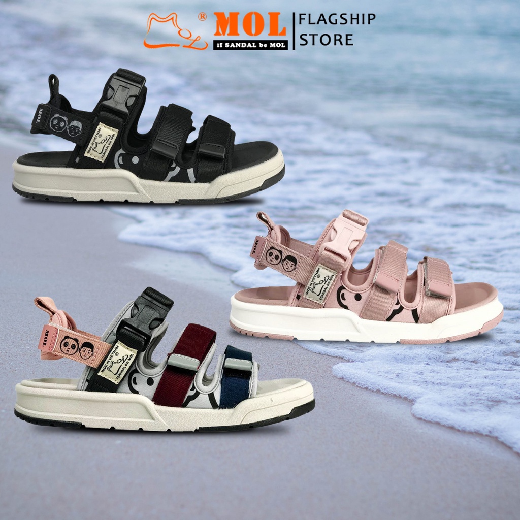 Giày Sandal MOL Nữ 3 Quai Ngang Quai Hậu Tháo Rời Êm Bền Phù Hợp Đi Học Đi Làm Đi Du Lịch Mã MS1801