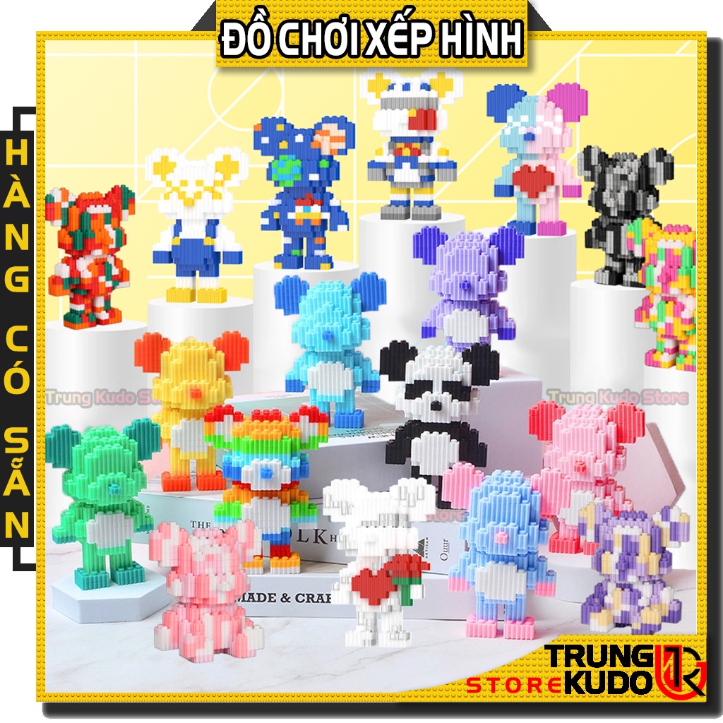 Mô hình Bearbrick Mini dễ thương dạng đồ chơi xếp hình dùng làm quà tặng, decor