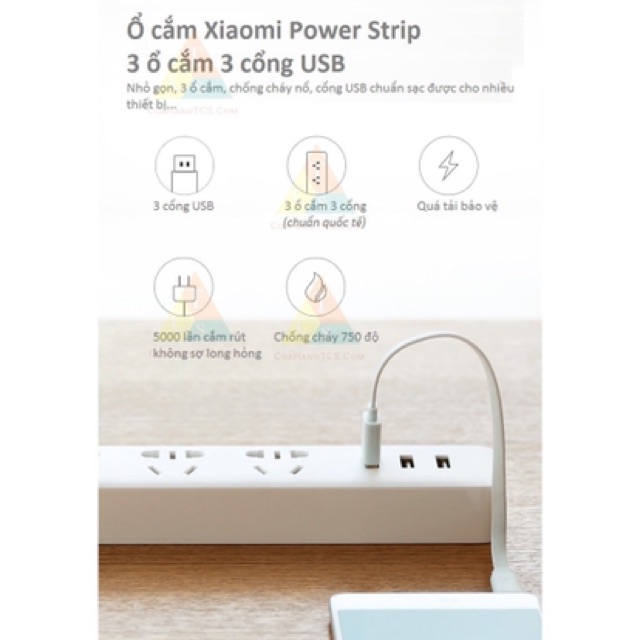 [ CHÍNH HÃNG ] Ổ Cắm Điện Xiaomi Power Strip Trắng Đen - Tích Hợp Cổng Sạc USB