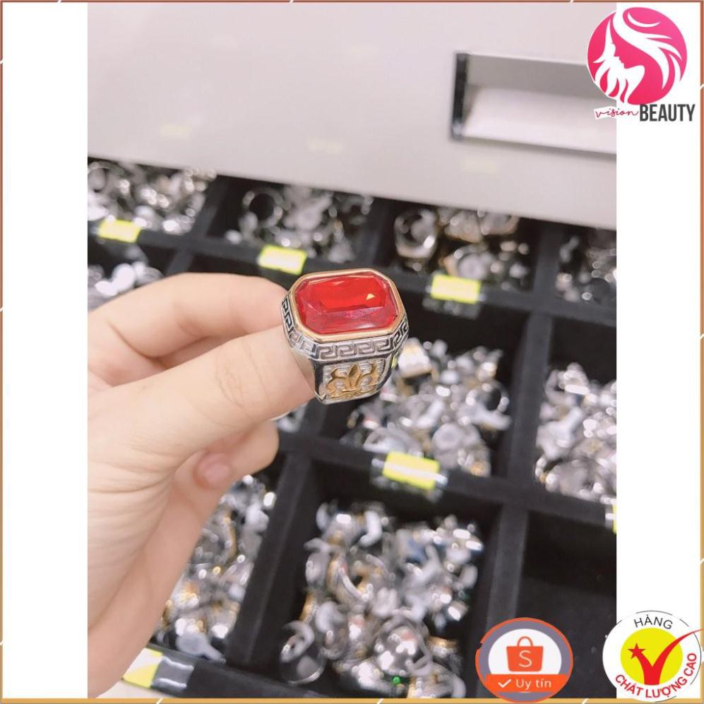 NHẪN NAM INOX CAO CẤP VIỀN MẠ VÀNG ĐÍNH ĐÁ THỜI TRANG