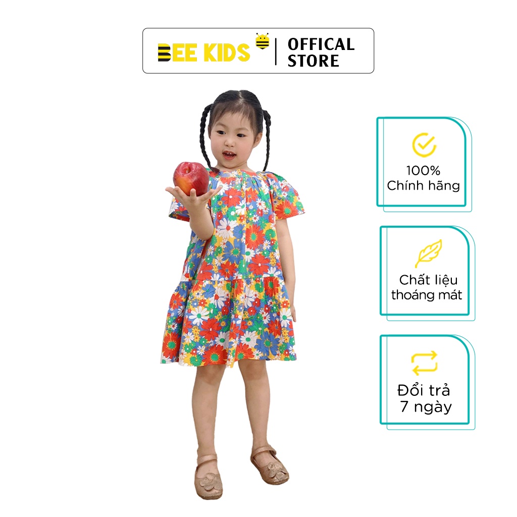 Váy bé gái dáng xoè Bee Kids - Váy hoa nhí mùa hè chất cotton thô mềm mát cho bé (2-8 Tuổi) 7DC01696CT