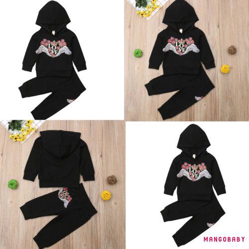 Set Áo Hoodie Tay Dài + Quần Dài Thời Trang Mùa Đông Cho Bé