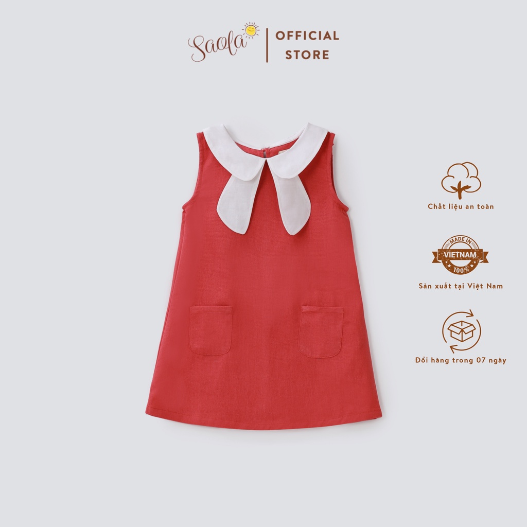 Váy Cho Bé Gái SAOLA KIDS Cổ Phối Nơ Cho Trẻ Em 1,2,3,4,5,6 tuổi - DRL017