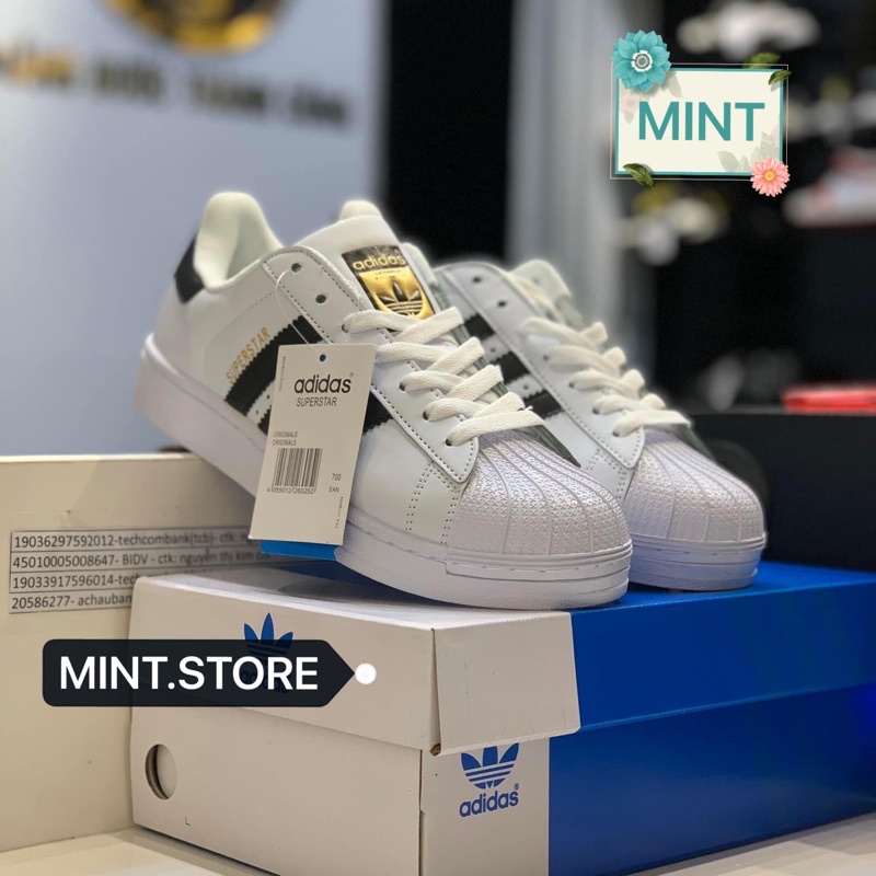 (Video cận cảnh) Giày thể thao sneakers superstar tem vàng