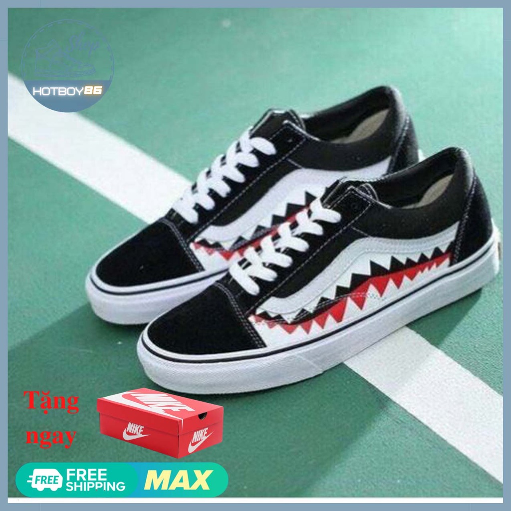 Giày thể thao nam nữ vans old skool cá mập răng cưa đen trắng thời trang