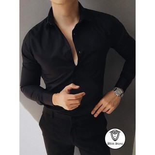 Sơ mi lụa Thái mềm mịn, chống nhăn, mặc rất mát - Màu Đen Tuyền - Shop đồ công sở
