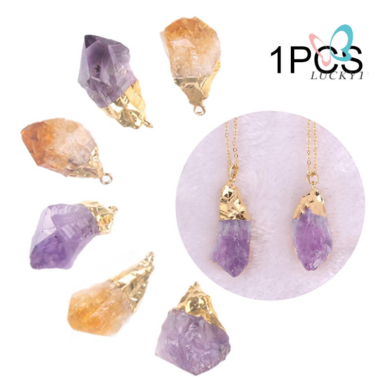 Reiki Unisex Semi Precious Rough Raw Stone Druzy Drusy Reiki Citrine Crystal Pendants