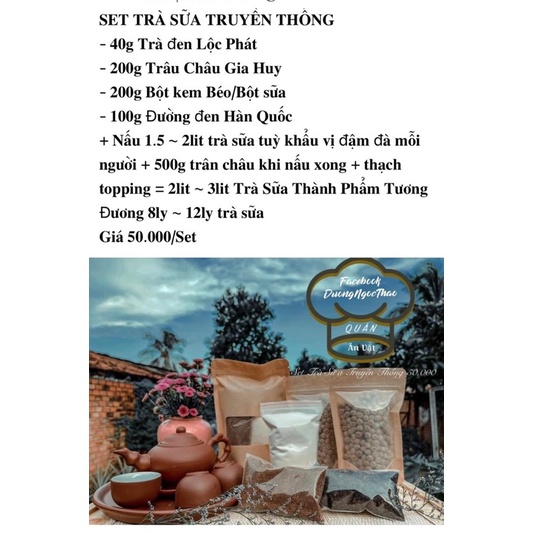 Set Trà Sữa Truyền Thống - Trân Châu đường Đen