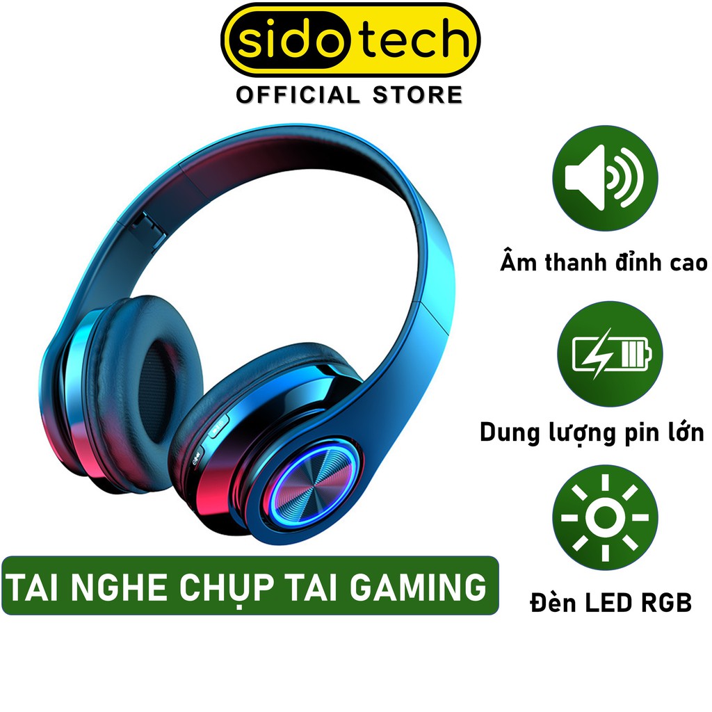 Tai Nghe Chụp Tai Bluetooth Không Dây SIDOTECH B39S Chống Ồn Pin Trâu Chơi Thể Thao Gaming Pubg Mobile Android Iphone