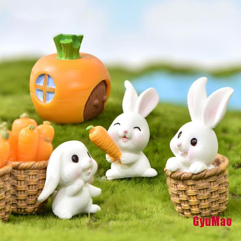 Set 7 Đồ trang trí Thỏ Mini Trang Trí Sân Vườn/Tiểu Cảnh DIY