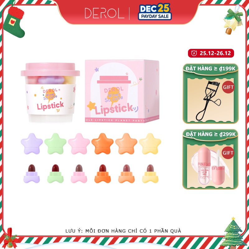 Set 6 son môi DEROL thiết kế dạng viên nang Mini tiện dụng