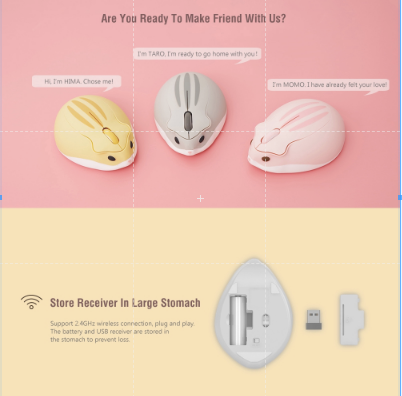 Chuột máy tính kết nối không dây 2.4GHz 4000DPI cổng nối USB hình chuột Hamster dễ thương | BigBuy360 - bigbuy360.vn