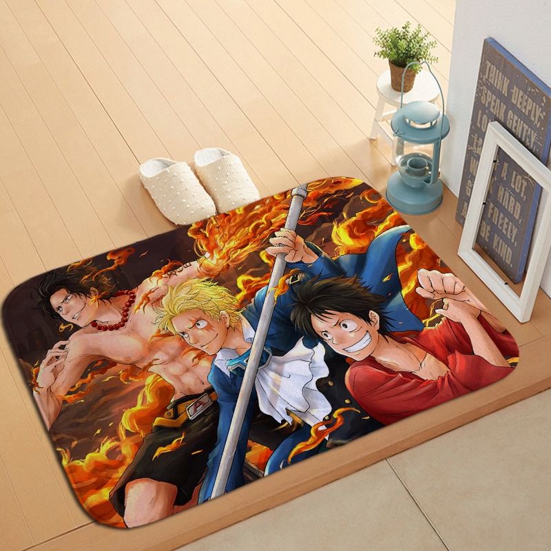 Thảm Lót Sàn Nhà Bếp / Nhà Tắm Vải Flannel Mềm Chống Trượt In Hoạt Hình One Piece Luffy