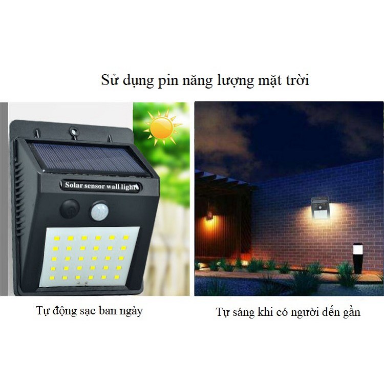 Đèn Led Cảm Biến Bật Tắt Tự Động, Sử Dụng Pin Năng Lượng Mặt Trời