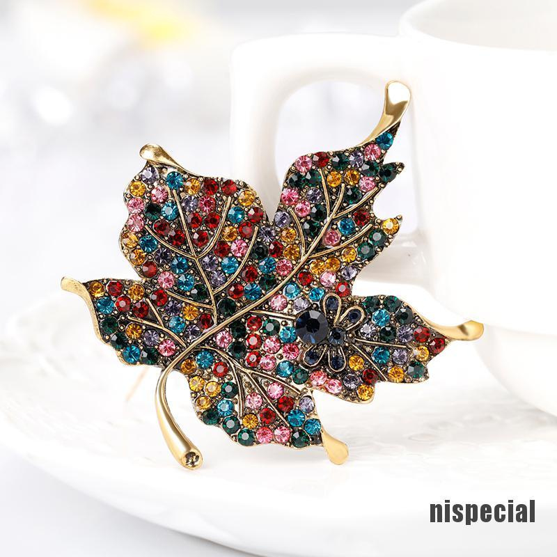 [nis-beauty] Colorful Maple Leaf Piercing Brooch Pin Collar Decor Badge Corsage Women Jewelry