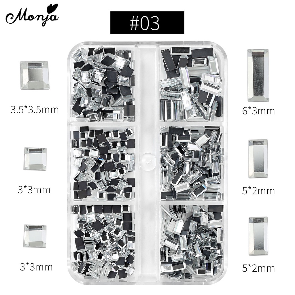 MONJA [Hàng mới về] Hộp 6 ngăn đá đính trang trí móng tay 3d tùy chọn kiểu dáng