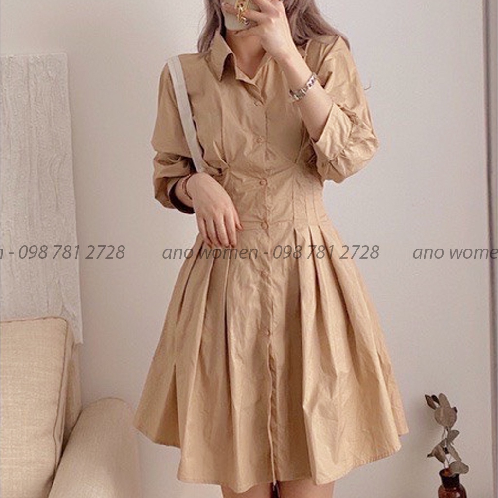 Váy Đầm Sơ Mi Dáng Dài Thắt Eo Tôn Dáng Dễ Thương | BigBuy360 - bigbuy360.vn