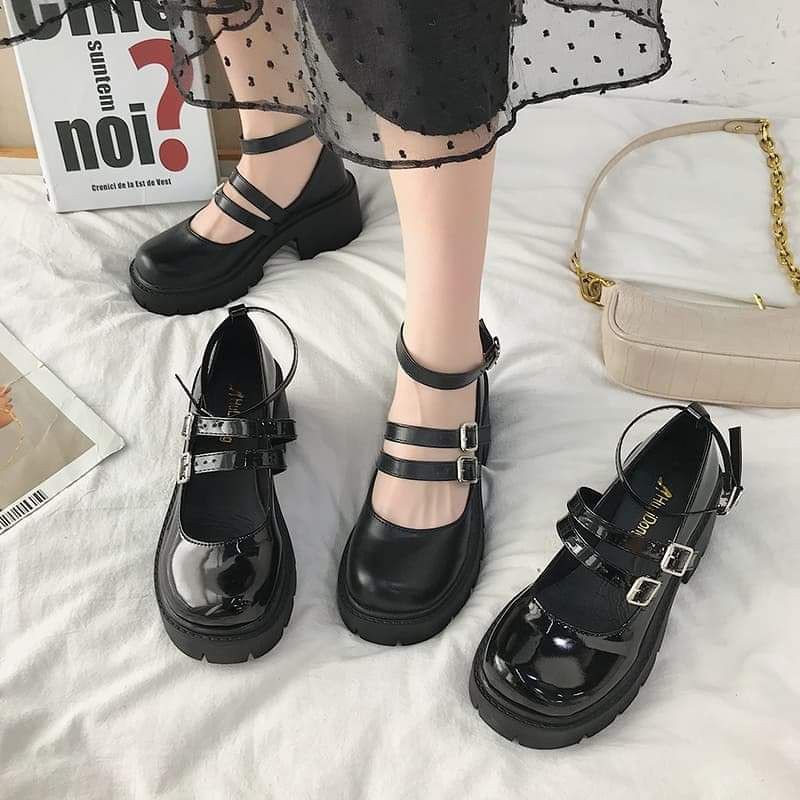 [Kèm Ảnh Thật - Order Hàng Loại 1] Giày Búp bê Lolita quai cài đế cao dày đẹp 4cm